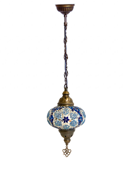 Lámpara turca colgante M prisma azul y turquesa + ampolleta