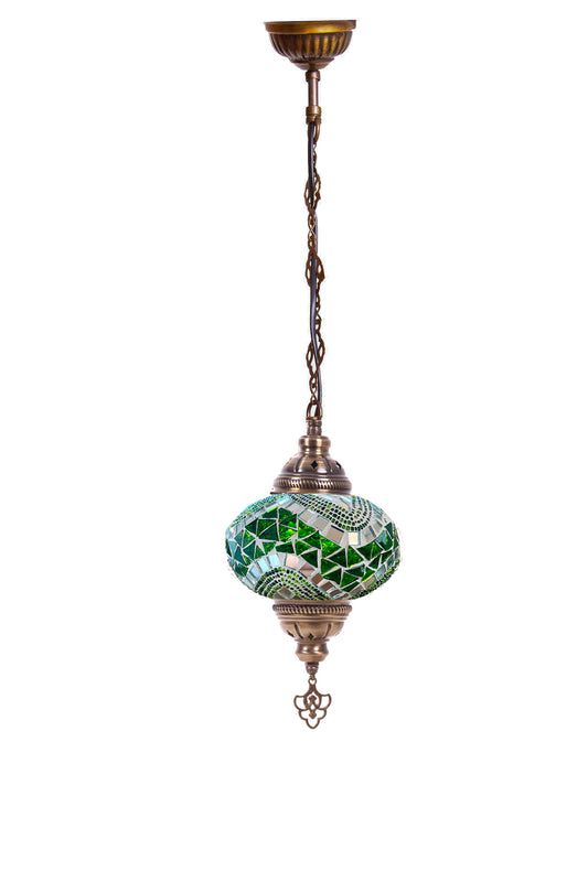 Lámpara turca colgante M Mármara verde + ampolleta