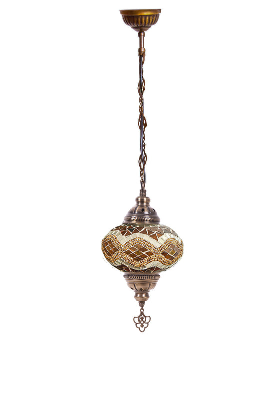 Lámpara turca colgante M Rombos ámbar + ampolleta