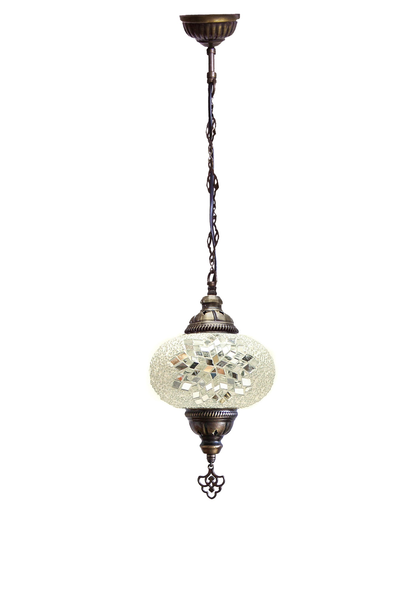 Lámpara turca colgante M estrella blanca + ampolleta