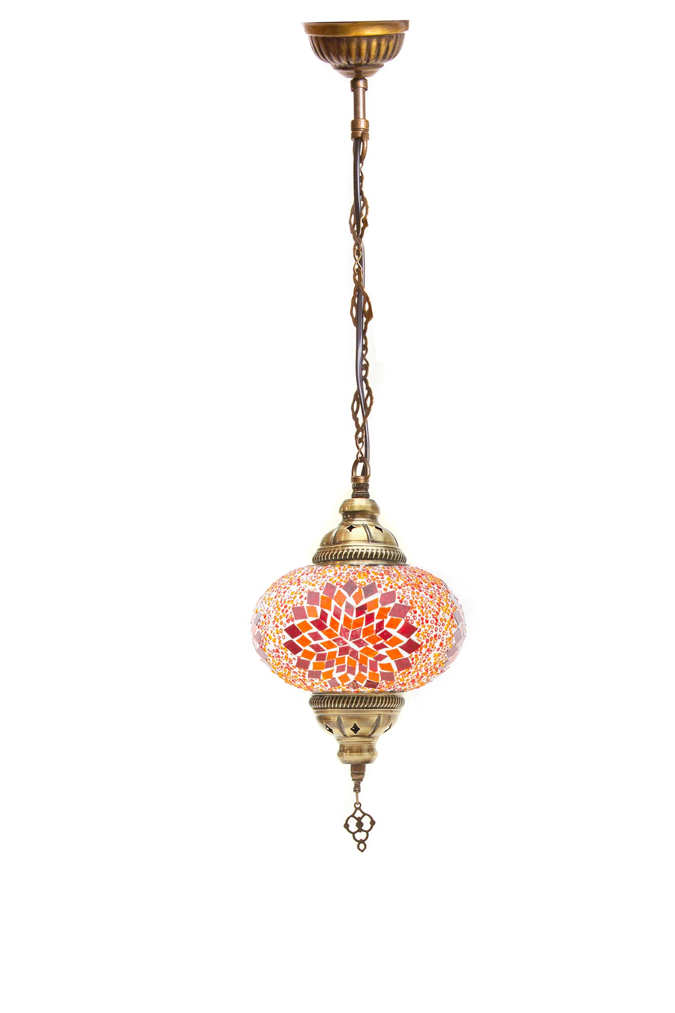 Lámpara turca colgante M estrella naranja + ampolleta