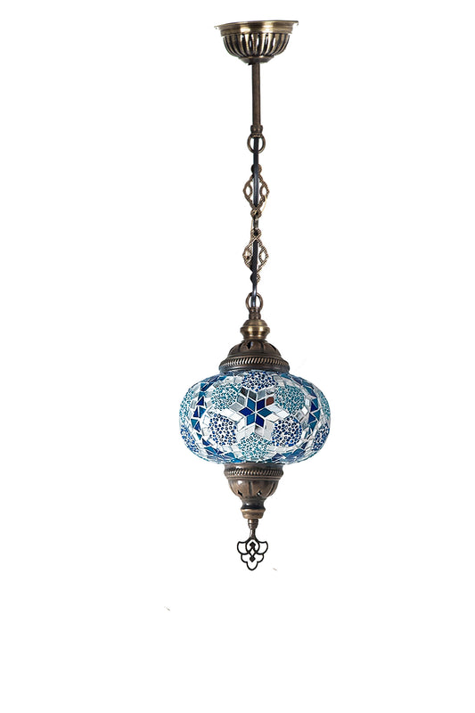 Lámpara turca colgante L estrella azul + ampolleta