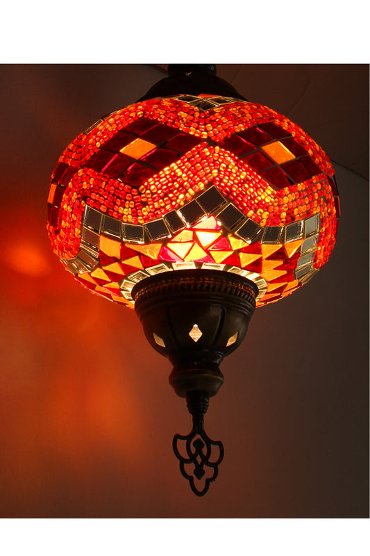 Lámpara turca colgante L Hajima roja y naranja + ampolleta