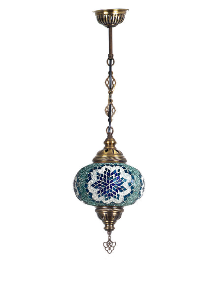 Lámpara turca colgante L Cicek turquesa + ampolleta
