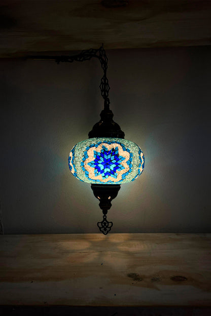 Lámpara turca colgante L Cicek turquesa + ampolleta