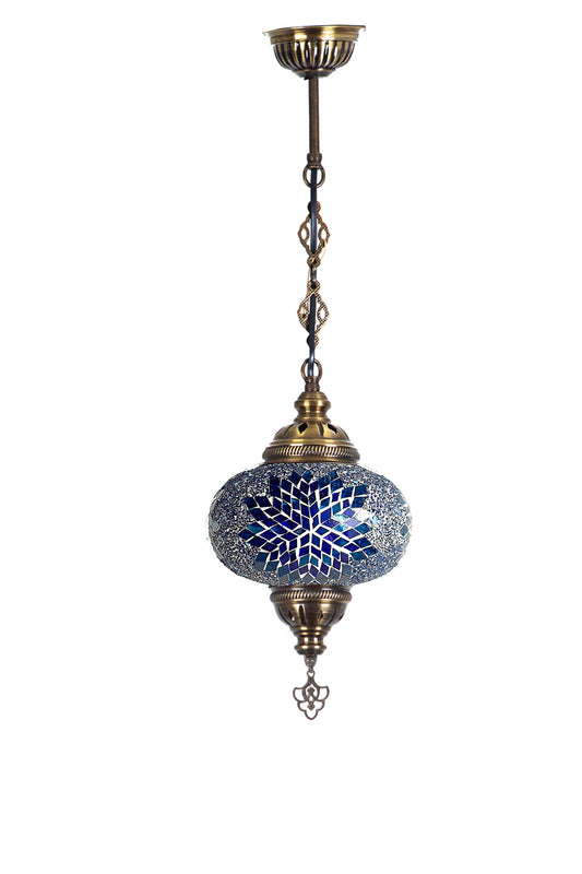 Lámpara turca colgante L estrella azul + ampolleta