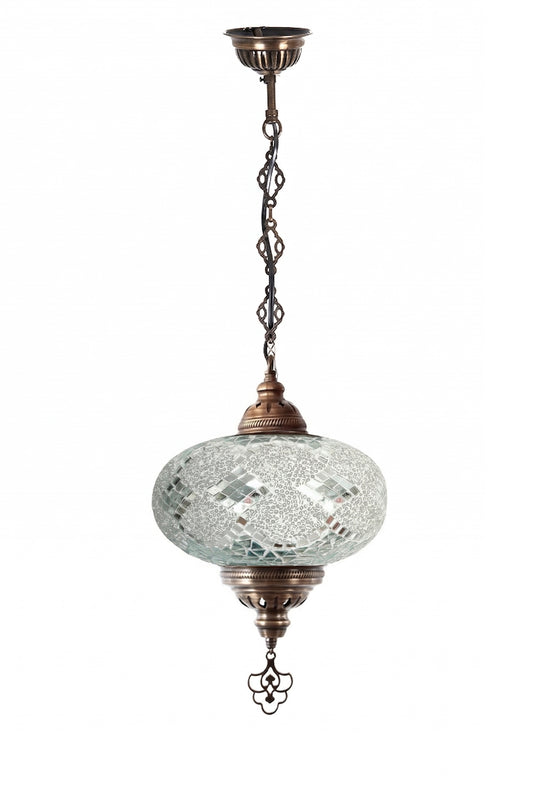 Lámpara turca colgante XL rombos blanca + ampolleta