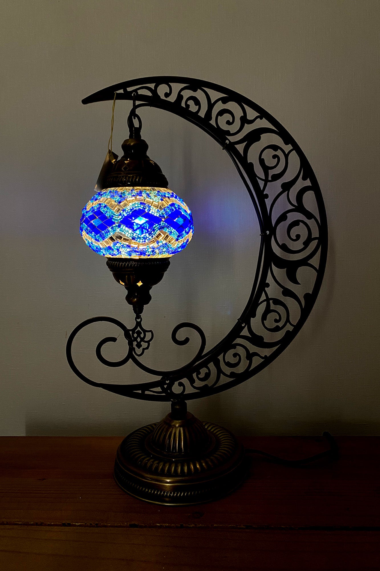 Lámpara turca de mesa Luna azul + ampolleta