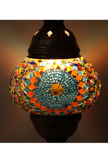 Lámpara turca Luna de mesa turquesa y naranja + ampolleta