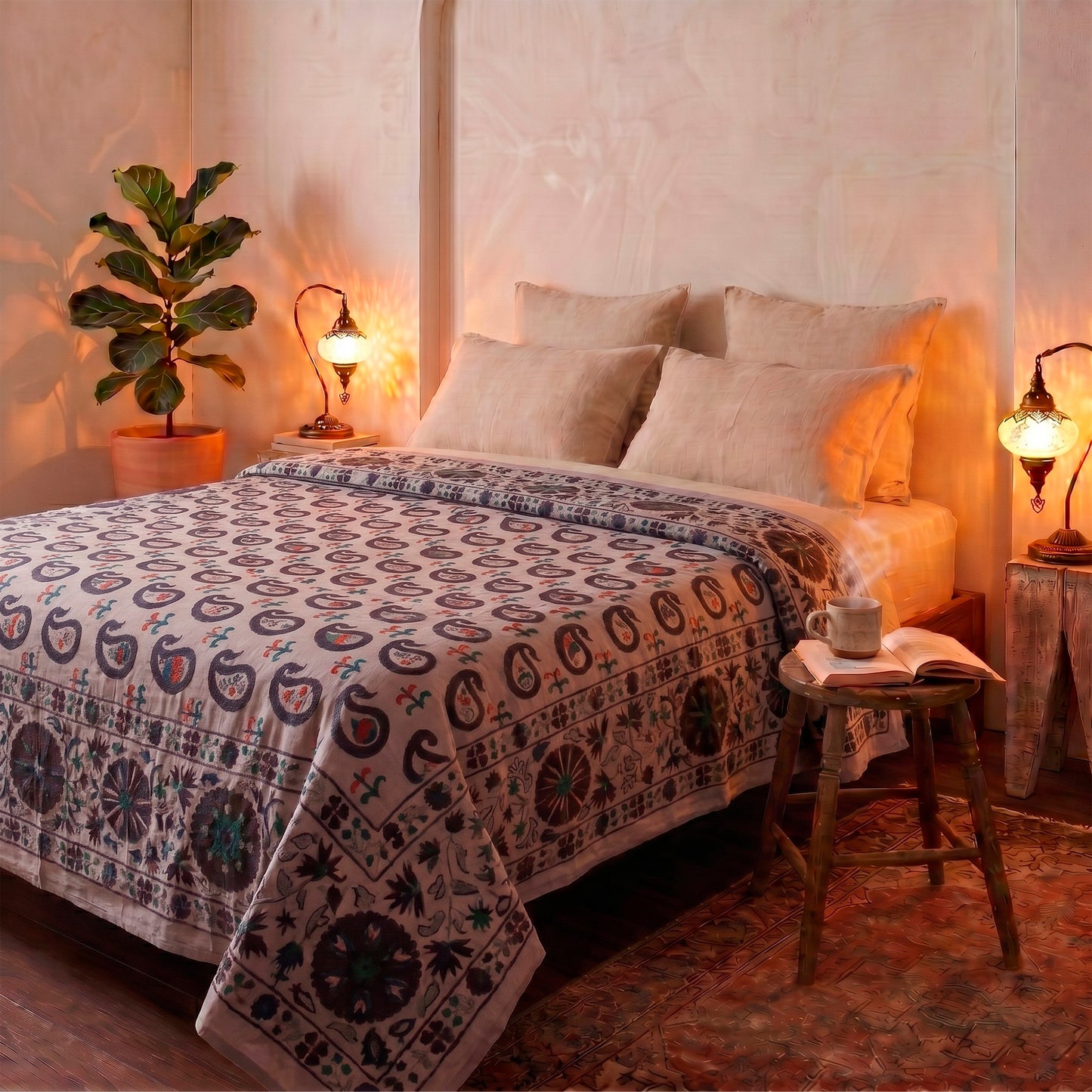 Suzani Vintage XL Bordado de Uzbekistán 300 x 200 cm