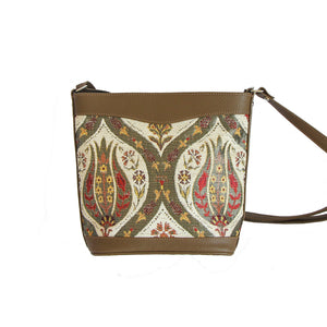 Cartera Mediana Tulipanes Beige