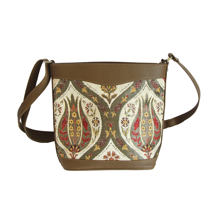 Cartera Mediana Tulipanes Beige