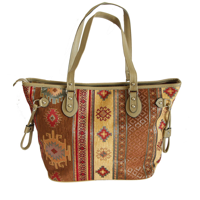 Cartera grande de hombro Kilim Café