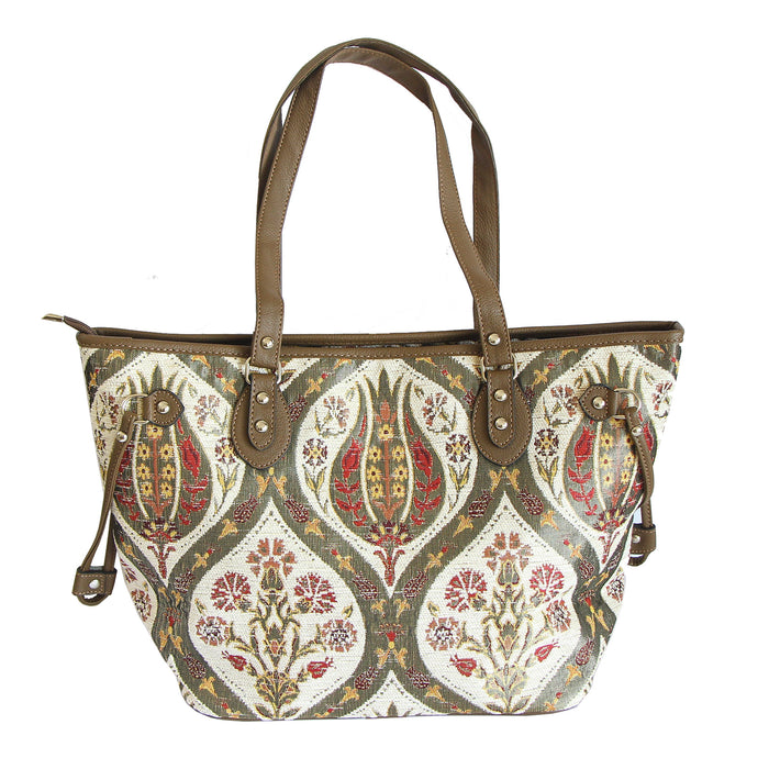 Cartera grande de hombro Tulipanes Beige