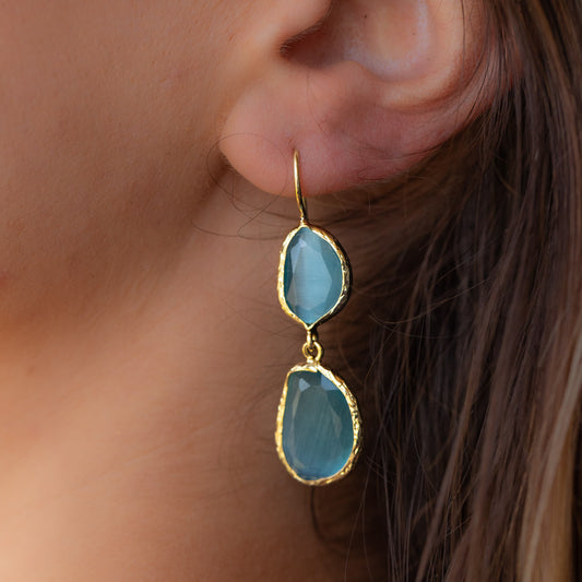 Aros Doble Aura Celeste - Baño de oro 22k