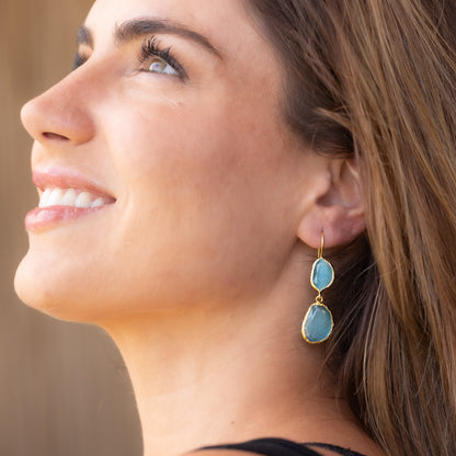 Aros Doble Aura Celeste - Baño de oro 22k