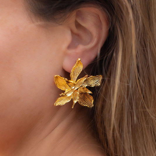 Aros Orkide - Baño de oro 22k