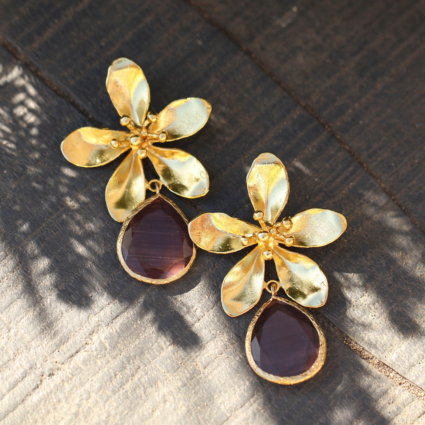 Aros Begonvil - Baño de oro 22k