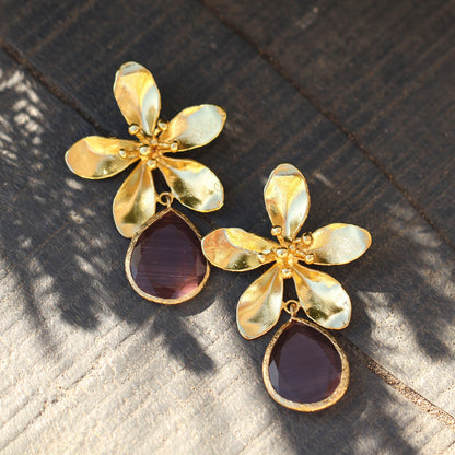 Aros Begonvil - Baño de oro 22k