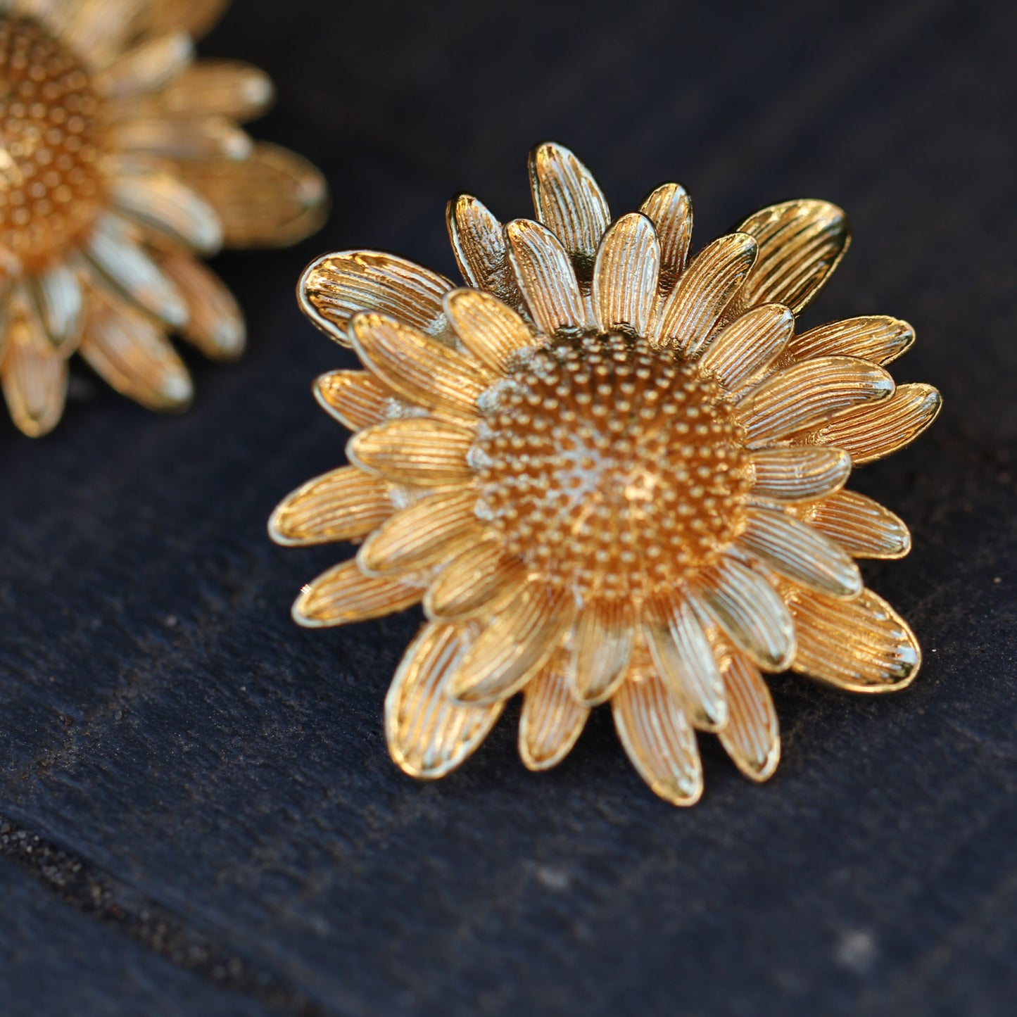 Aros Girasol - Baño de oro 22k