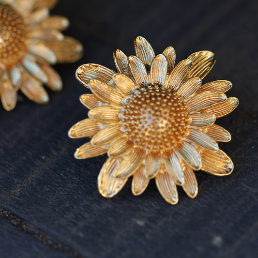 Aros Girasol - Baño de oro 22k