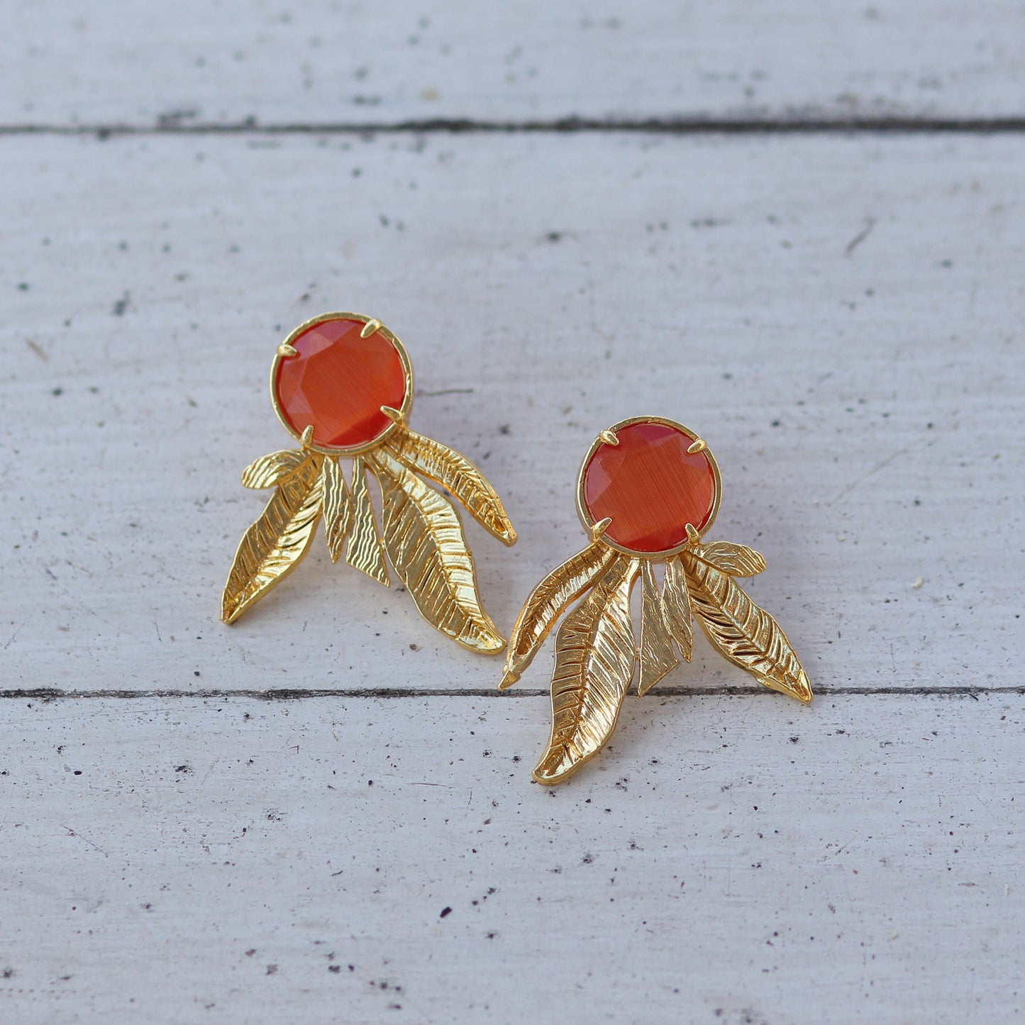 Aros Zambak Naranjos - Baño de oro 22k