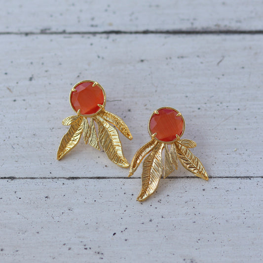 Aros Zambak Naranjos - Baño de oro 22k