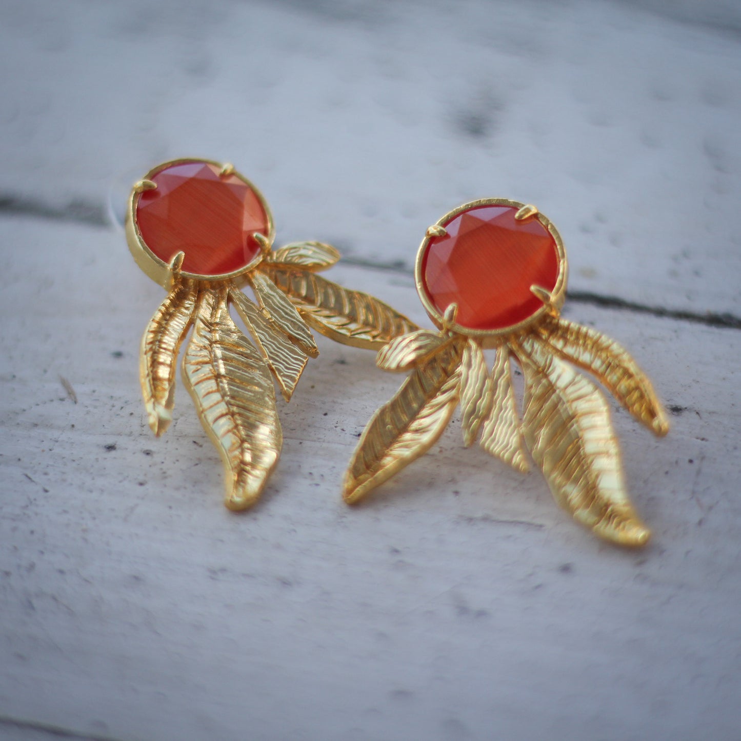 Aros Zambak Naranjos - Baño de oro 22k