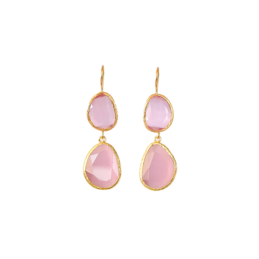 Aros Doble Aura Rosa - Baño de oro 22k