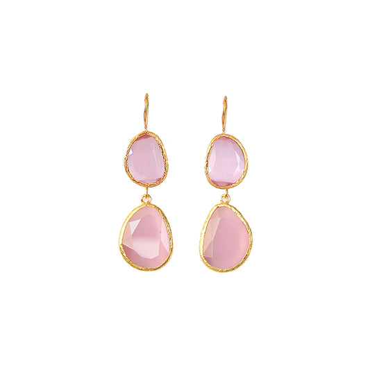 Aros Doble Aura Rosa - Baño de oro 22k