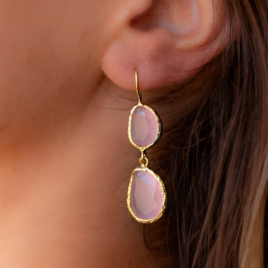 Aros Doble Aura Rosa - Baño de oro 22k