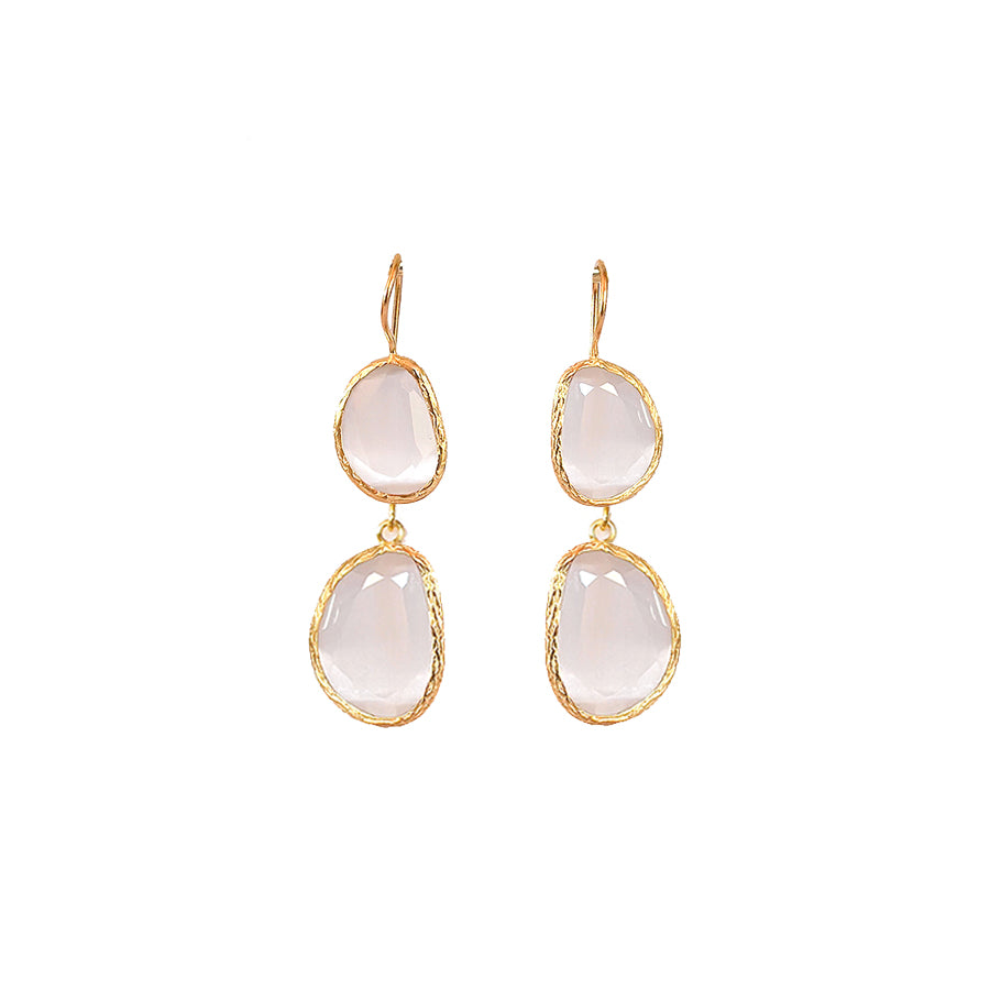 Aros Doble Aura Blancos - Baño de oro 22k