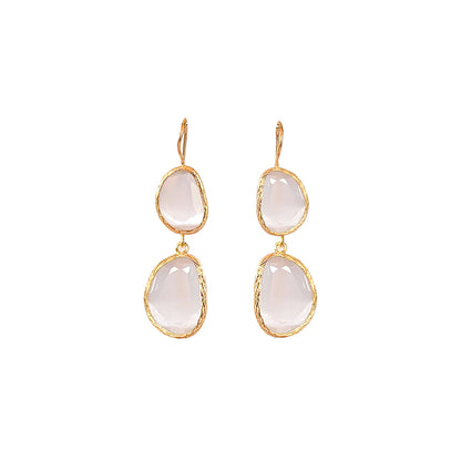 Aros Doble Aura Blancos - Baño de oro 22k