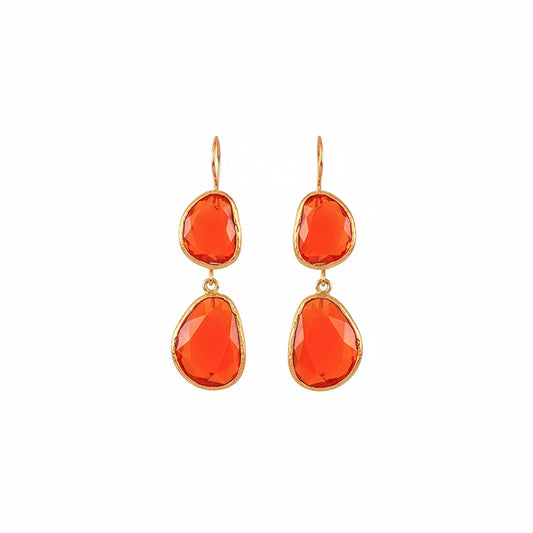 Aros Doble Aura Naranjo - Baño de oro 22k