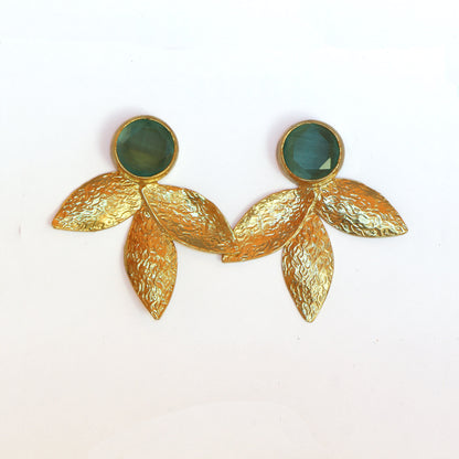 Aros Derya verdeagua - Baño de oro 22k