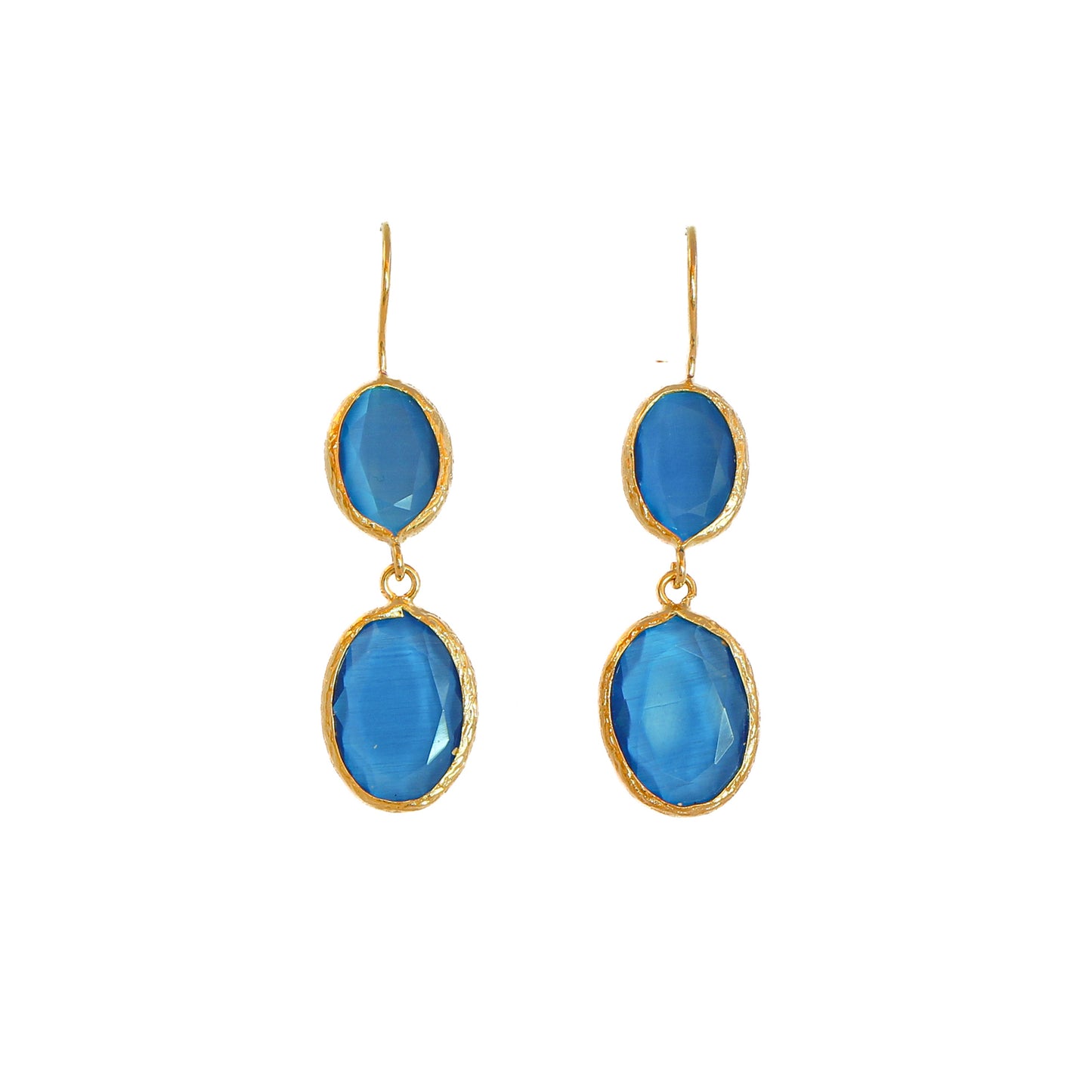 Aros Doble Aura Turquesa - Baño de oro 22k