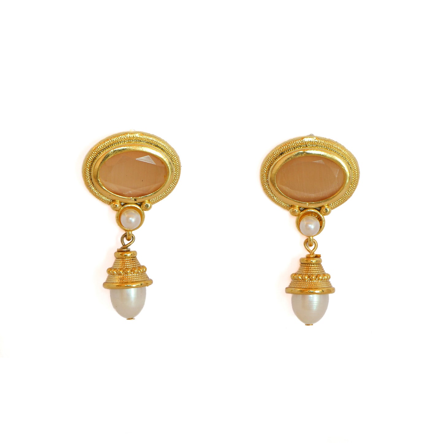 Aros Samira damasco - Baño de oro 22k