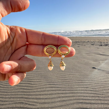 Aros Samira damasco - Baño de oro 22k