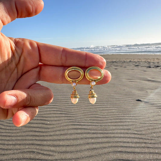 Aros Samira damasco - Baño de oro 22k