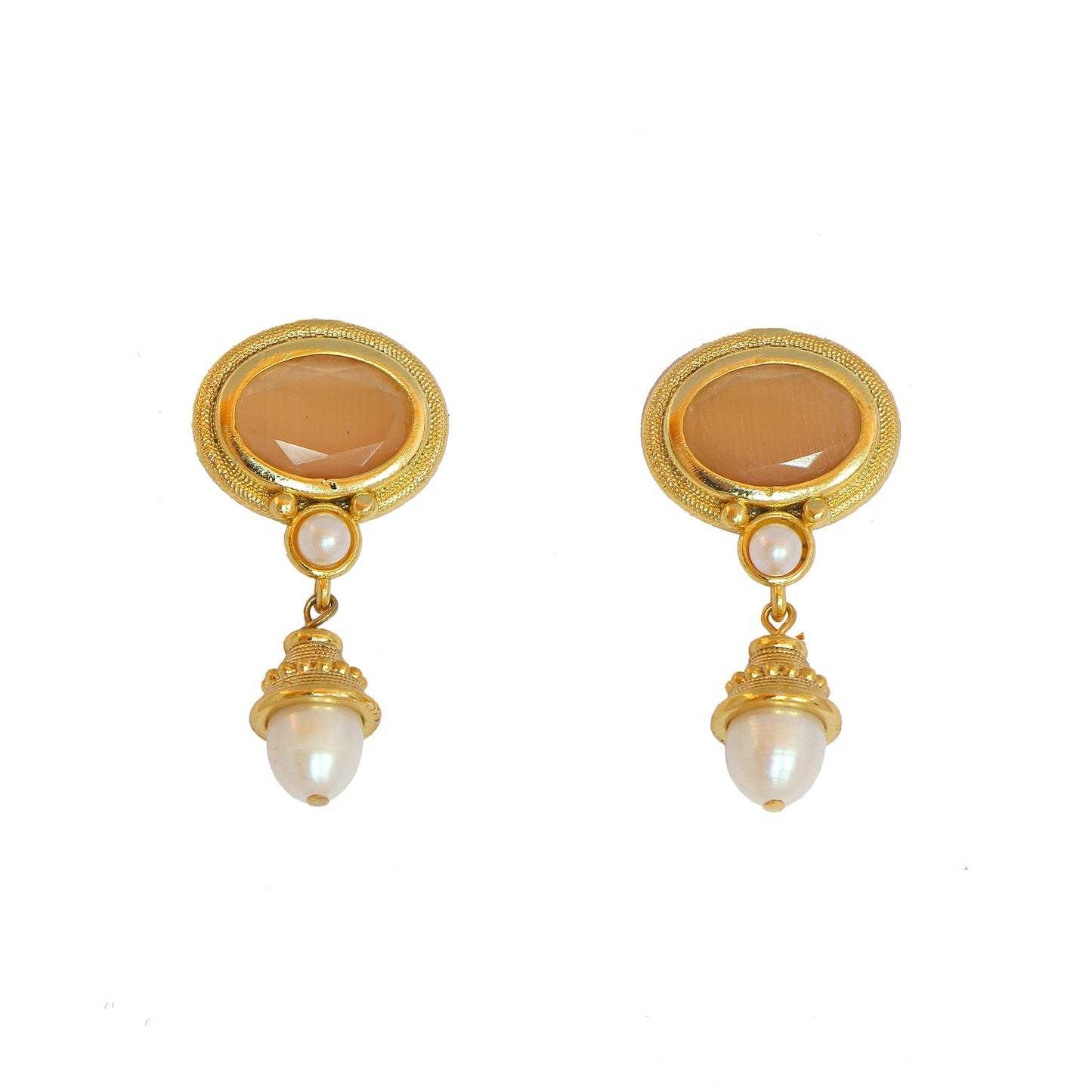 Aros Samira damasco - Baño de oro 22k