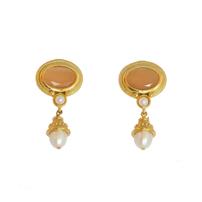 Aros Samira damasco - Baño de oro 22k