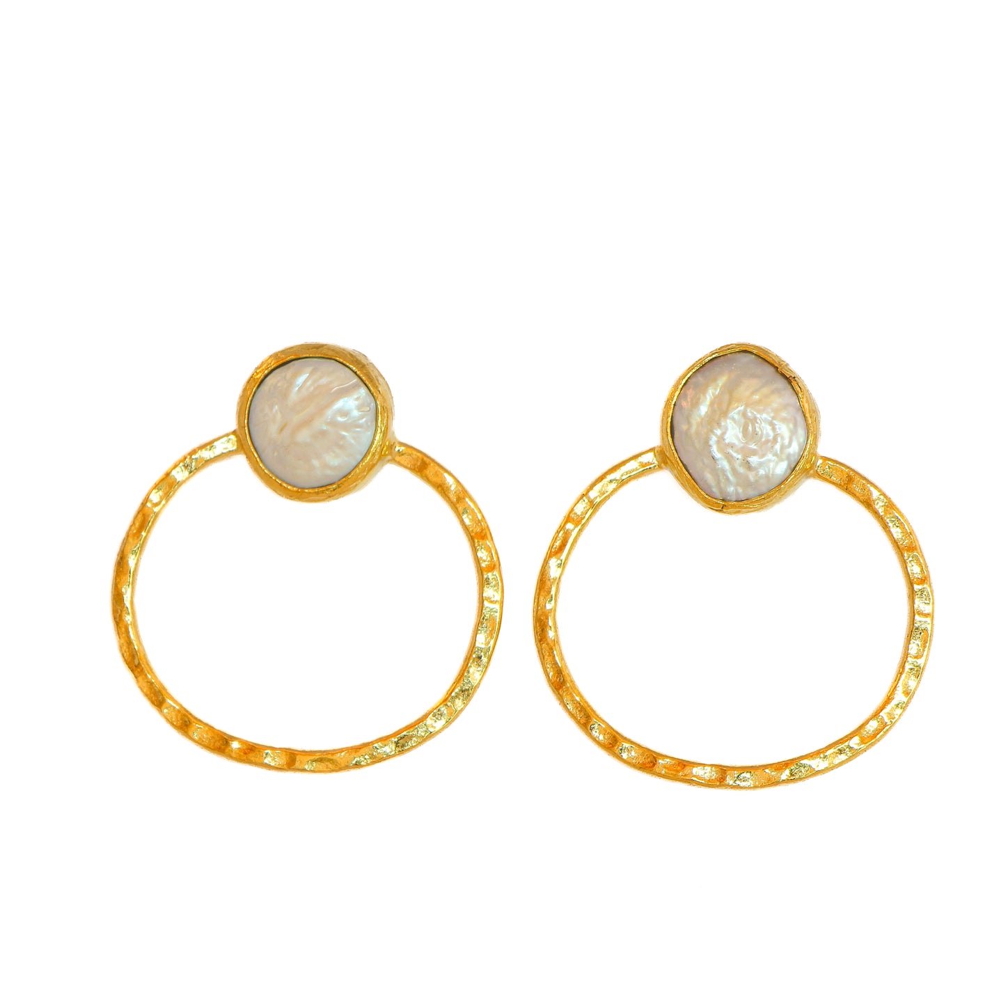 Aros Amina perla - Baño de oro 22k