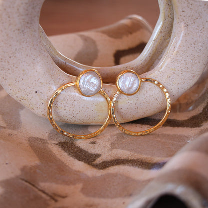 Aros Amina perla - Baño de oro 22k