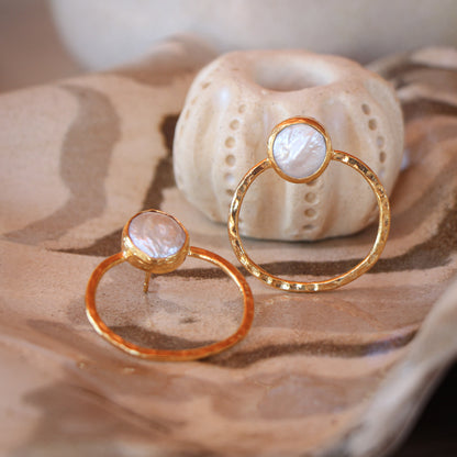 Aros Amina perla - Baño de oro 22k