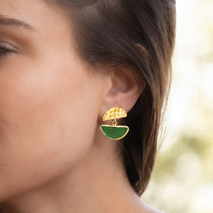Aros Yesil Ay - Baño de oro 22k