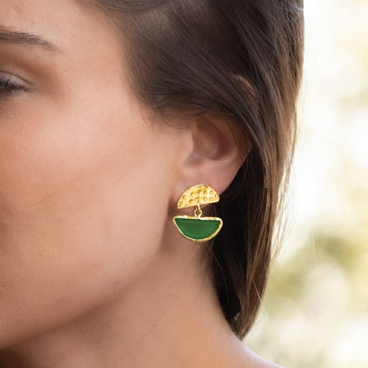 Aros Yesil Ay - Baño de oro 22k