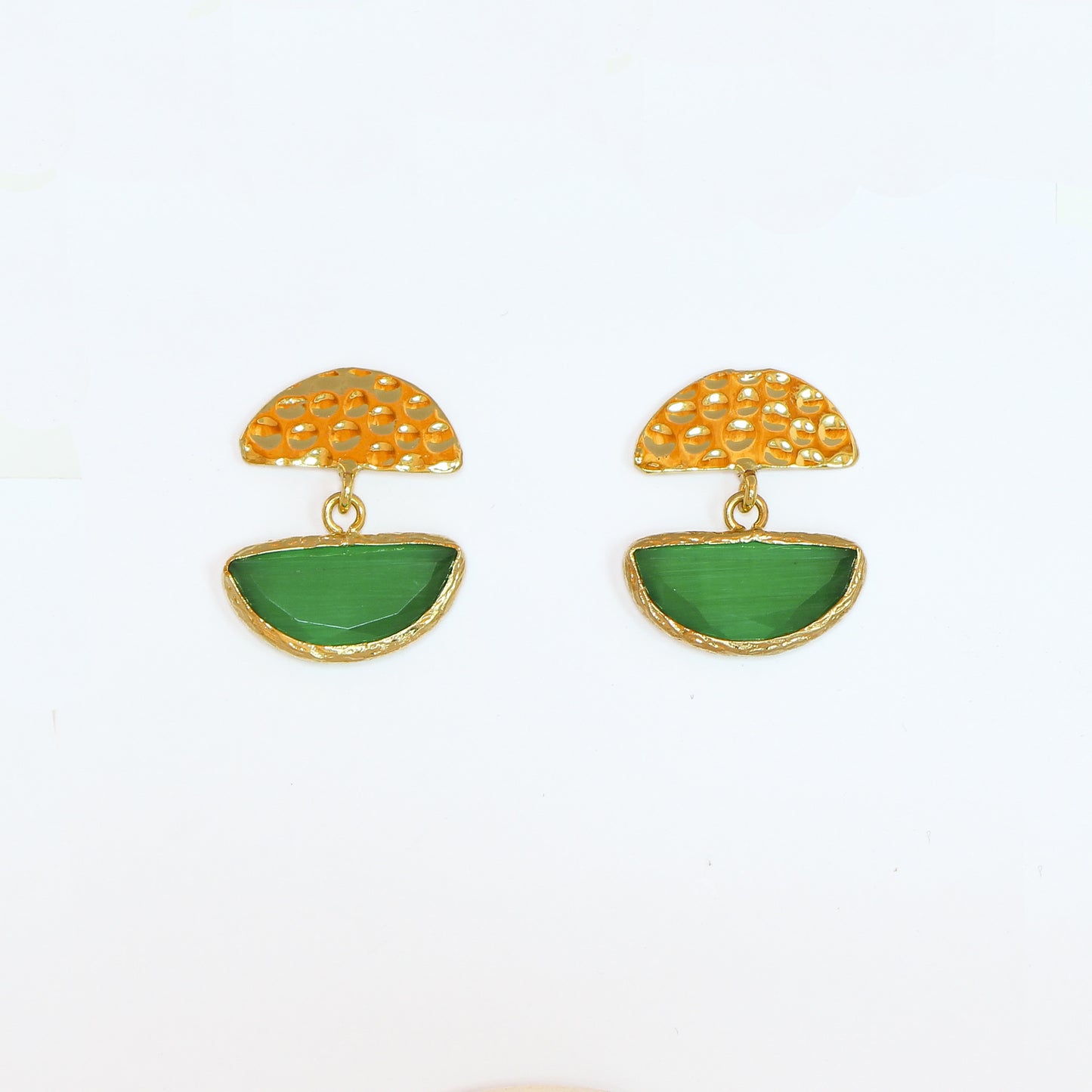 Aros Yesil Ay - Baño de oro 22k