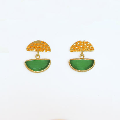 Aros Yesil Ay - Baño de oro 22k