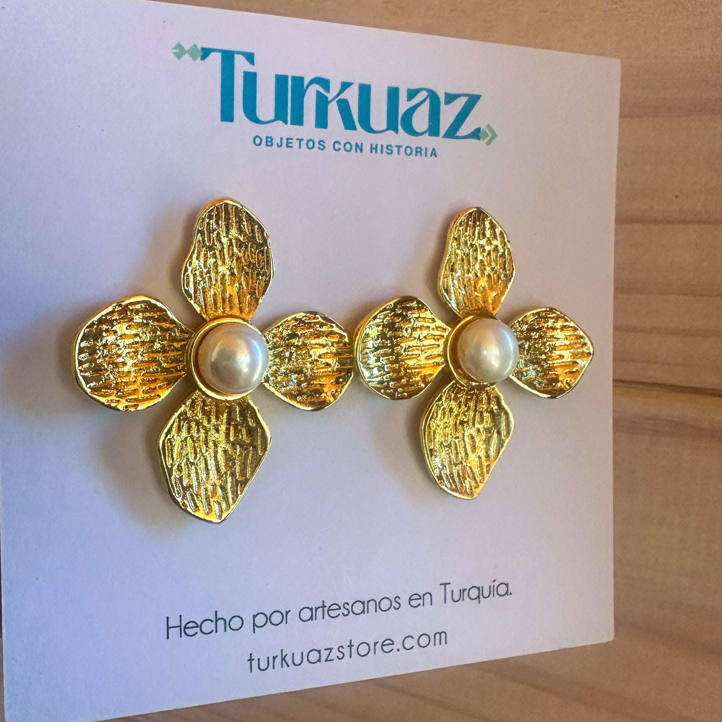 Aros Zineb perla - Baño de oro 22k