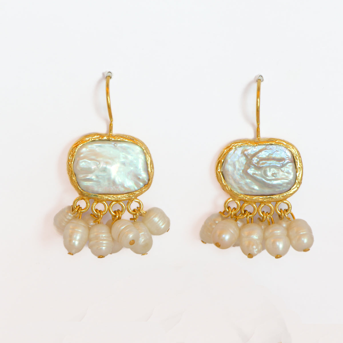 Aros Rania perla - Baño de oro 22k